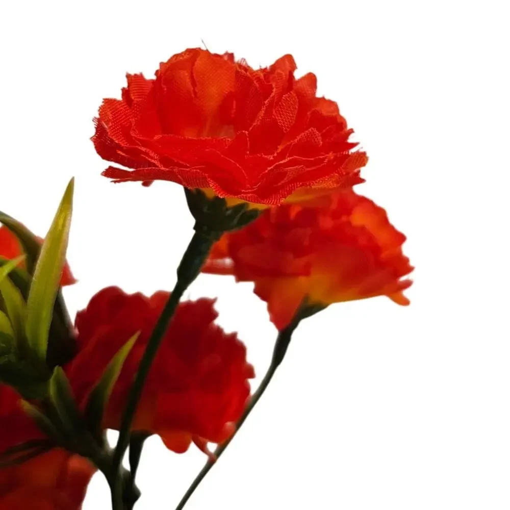 Orange Artificial Carnation Flower Bushes Faux Floral Greenery 11